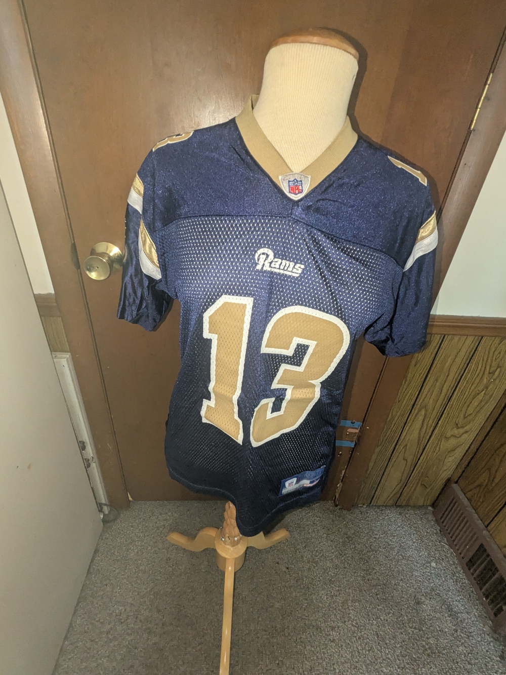 Reebok Navy and Gold Rams #13 Jersey Top